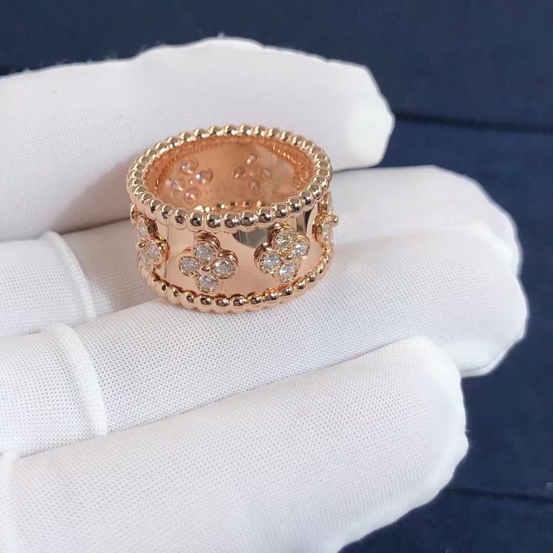 Quality Medium Model VCA Van Cleef Perlee Clover Ring 18k Gold Support Private Customization factory