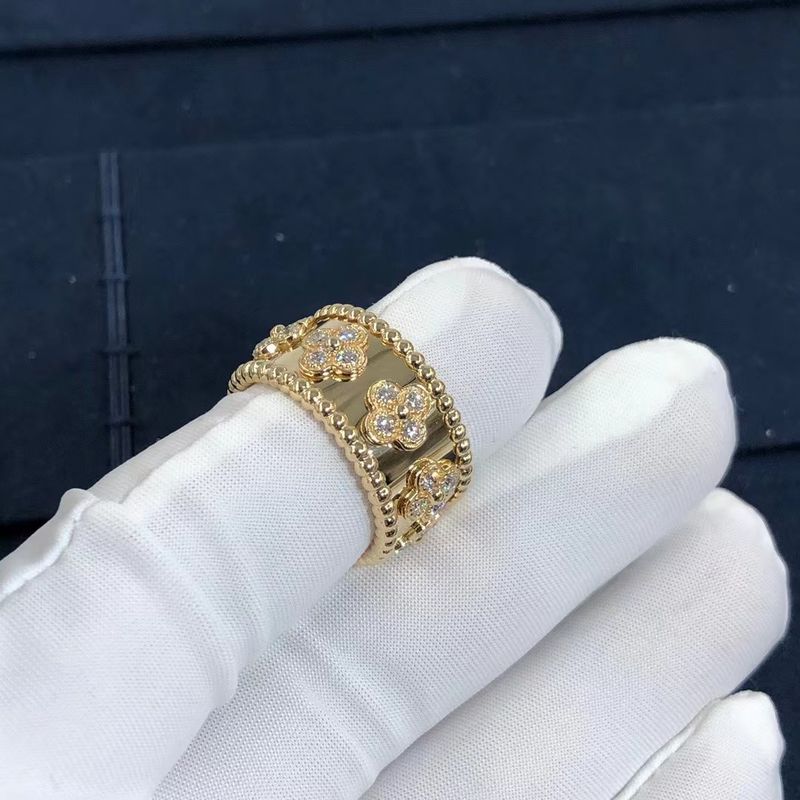 Quality Medium Model VCA Van Cleef Perlee Clover Ring 18k Gold Support Private Customization factory