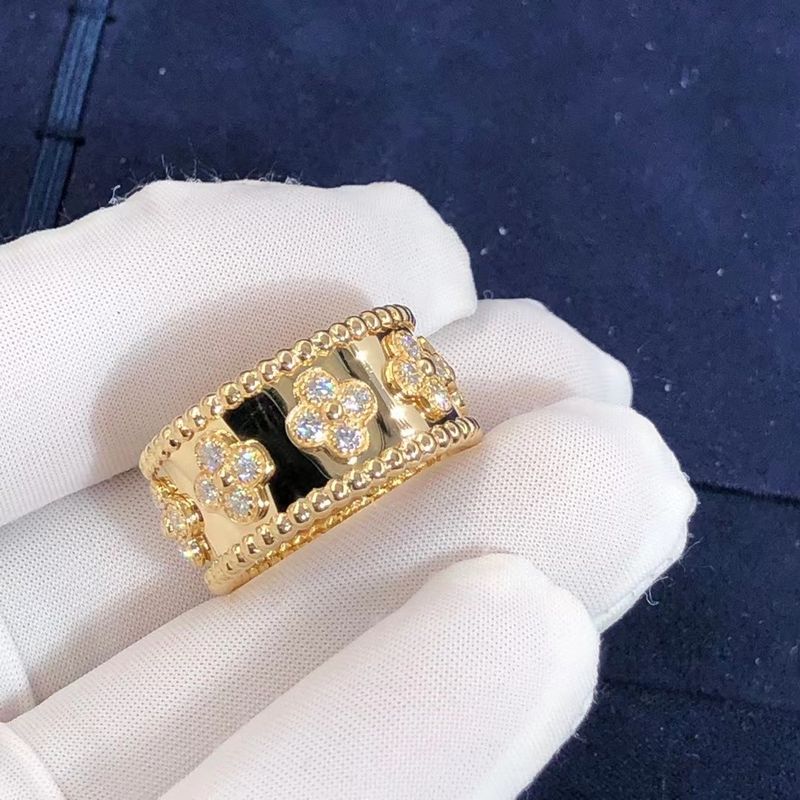 Quality Medium Model VCA Van Cleef Perlee Clover Ring 18k Gold Support Private Customization factory