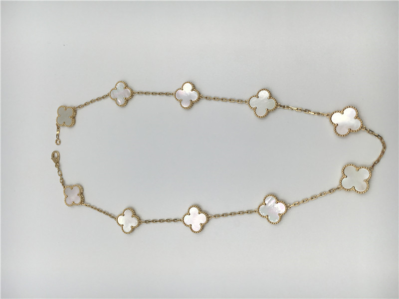 White Mother Of Pearl Van Cleef Arpels Alhambra Necklace 18k Yellow Gold