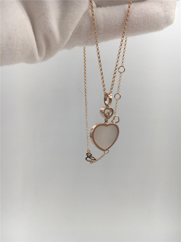 Women'S Natural Diamond Heart Pendant 18K Gold 45cm Length With Handmade