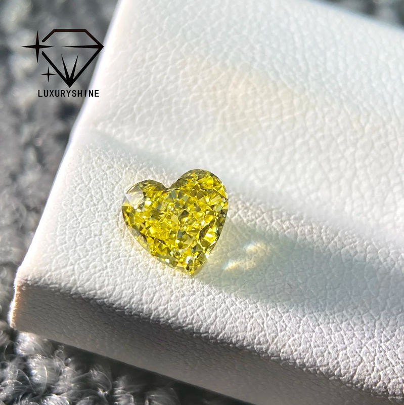 Quality LuxuryShine VS1 Lab Grown Diamond Fancy Yellow Heart Shape 1CT 2CT 3CT 4CT 5CT Real Diamonds With IGI Certificate factory