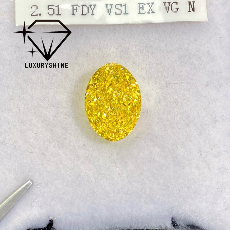 Quality LuxuryShine VVS-VS Fancy Yellow/Light Yellow/Fancy Intense/Vivid Yellow Lab Grown Diamond  1CT 2CT 3CT 4CT 5CT Oval Excellent Cut With Certificate & Customized jewelry factory