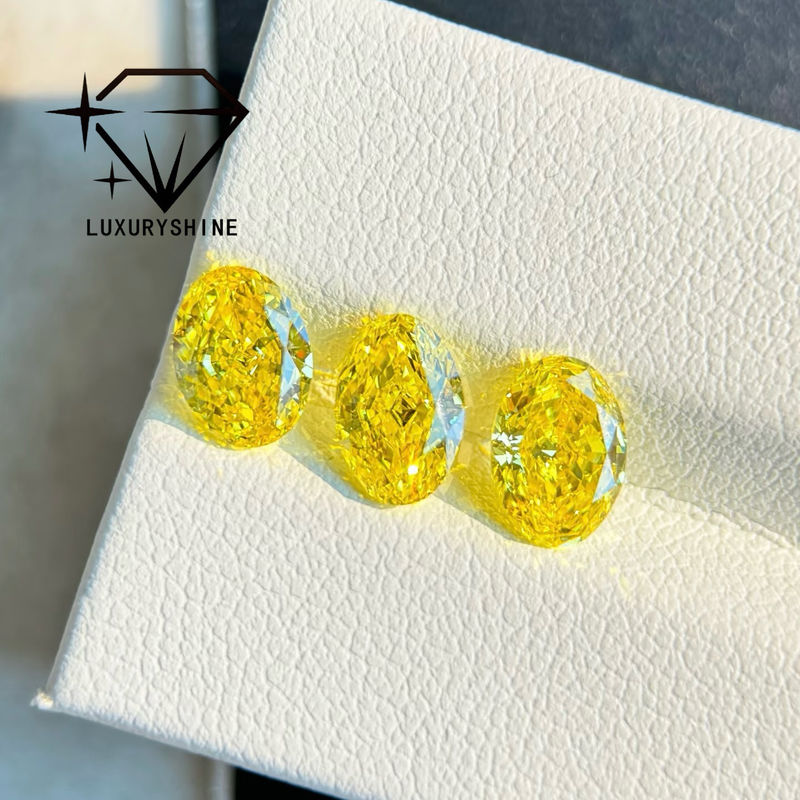 Quality LuxuryShine VVS-VS Fancy Yellow/Light Yellow/Fancy Intense/Vivid Yellow Lab Grown Diamond  1CT 2CT 3CT 4CT 5CT Oval Excellent Cut With Certificate & Customized jewelry factory