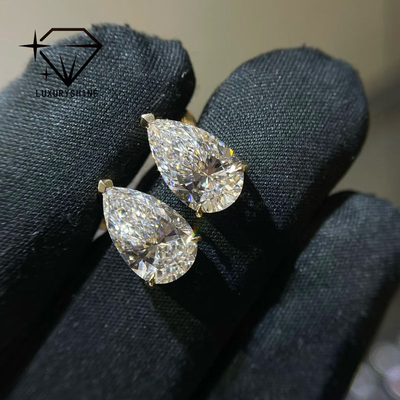 Quality 18K Gold Pear Cut Lab Grown Diamond Stud Earrings VVS-VS Clarity factory