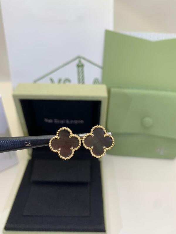 Quality VCA Alhambra Earrings Van Cleef And Arpels White Mother Pearl Malachite Carnelian factory