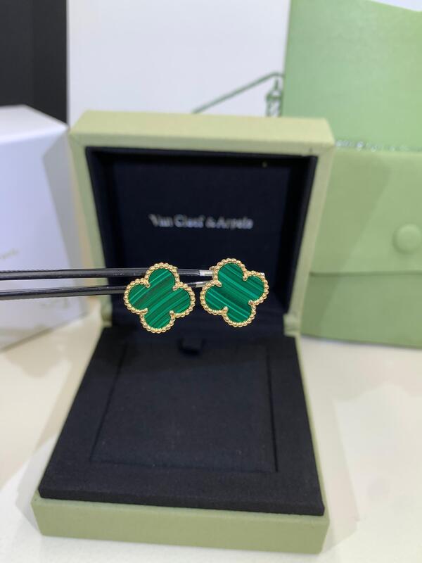 Quality VCA Alhambra Earrings Van Cleef And Arpels White Mother Pearl Malachite Carnelian factory