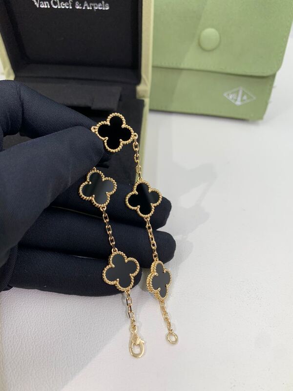 Quality Women Van Cleef And Arpels Alhambra Bracelet 5 Motifs Yellow Gold Malachite VCARL80900 factory