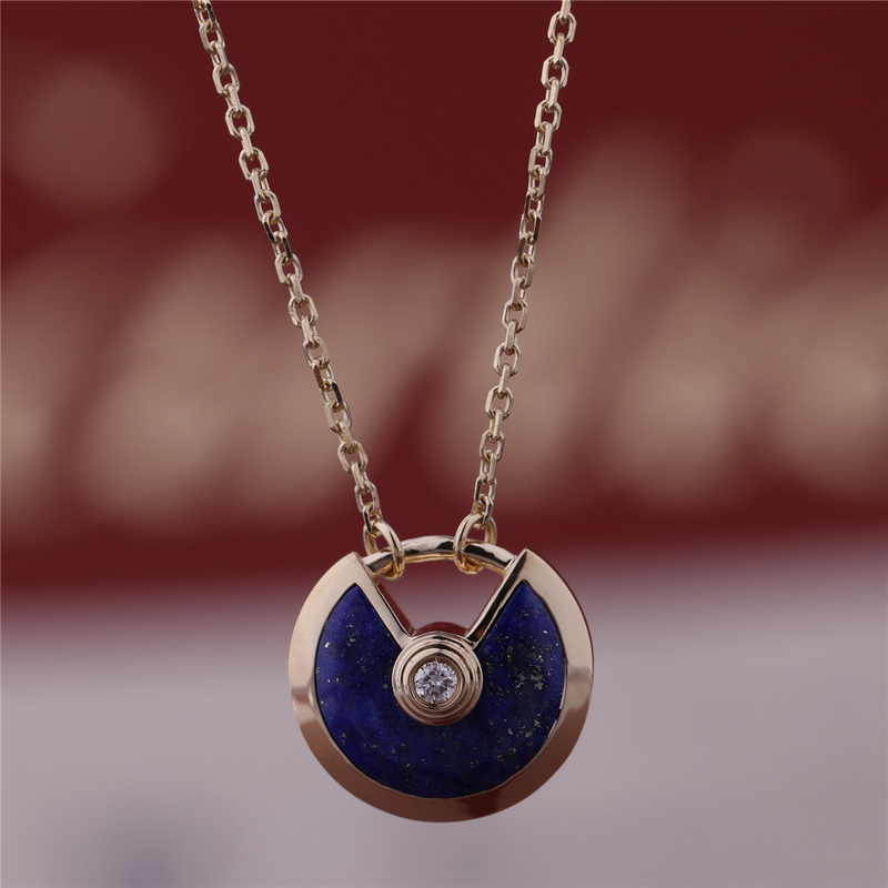 Xs Model Yellow Gold Amulette De Necklace With Lapis Lazuli Diamond