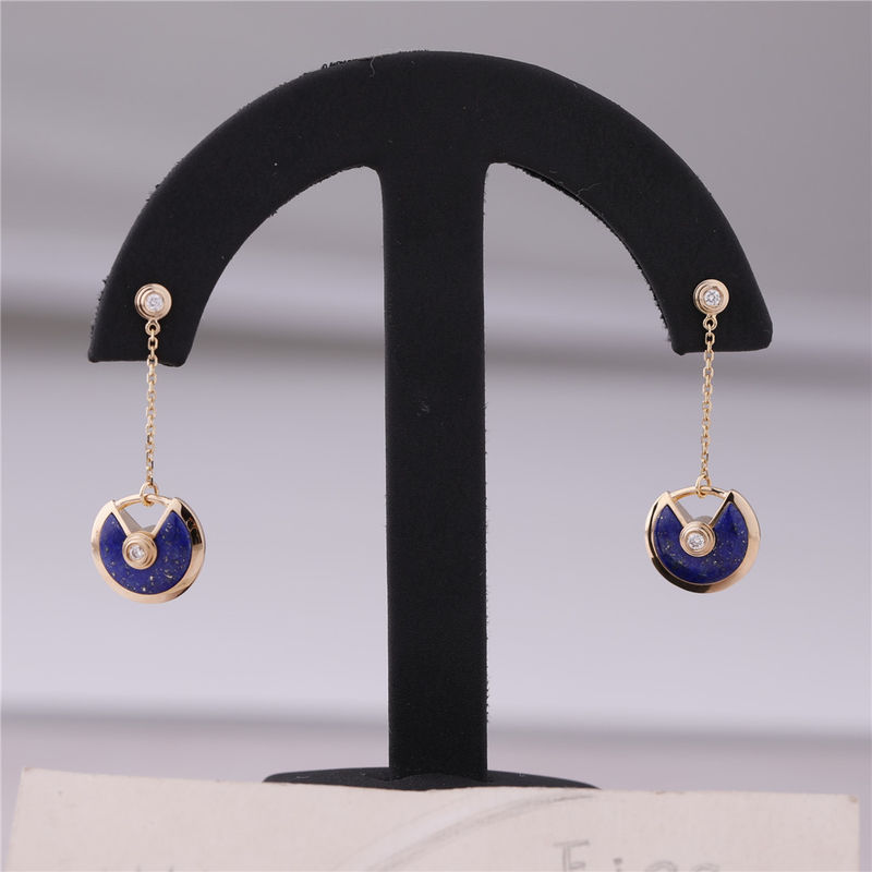 Quality Xs Model Yellow Gold Amulette De Cartier Earrings Lapis Lazuli factory