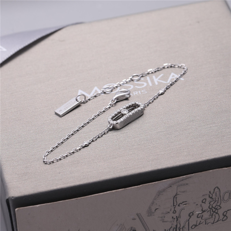 5mm Width Paris Jewelry Luxury Jewelry Move Uno Pave Diamond Bracelet White Gold