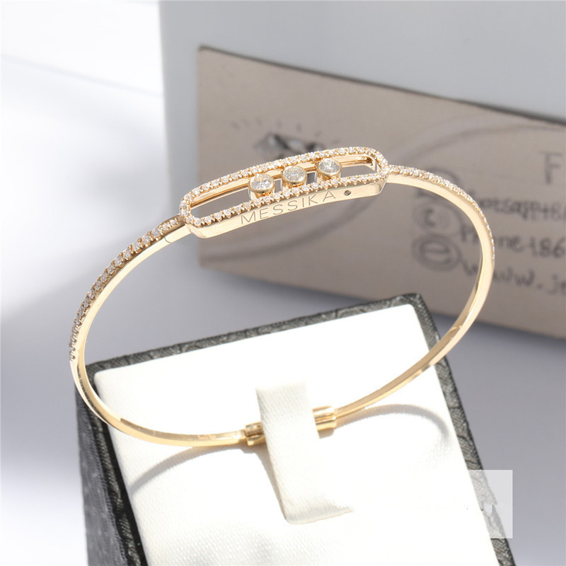 Thin Bangle Diamond Bracelet In 18K Yellow Gold Size S 15-15.5cm