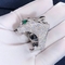 18K White Gold Cartier Panther Ring Real Emeralds Onyx Diamonds