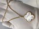 Long 18k Yellow Gold Vintage Alhambra Necklace Flower Shape Without Diamond