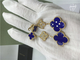 3 Motifs Blue Ceramic 18K Gold Earrings Flower Shaped Round Diamonds For Women