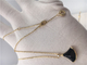 Black Pendant Necklace 18K Yellow Gold , Black Gemstone Necklace With Onyx Pendant