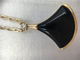 Black Pendant Necklace 18K Yellow Gold , Black Gemstone Necklace With Onyx Pendant