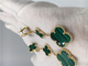 Green 18k Gold Vca Alhambra Earrings , Van Cleef Onyx Earrings With Malachite