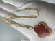 LongVan Cleef Arpels 18K Gold Necklace With Red Flower Shape No Diamond