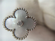 Vintage Alhambra 18K Gold Ring White Gold With Diamond / White Mother Of Pearl