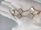 Elegant 18K Gold Jewelry Vintage Alhambra Bracelet With White Mother Of Pearl