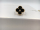 Round Diamond / Onyx 18K Gold Ring Vintage Alhambra For Wedding / Engagement