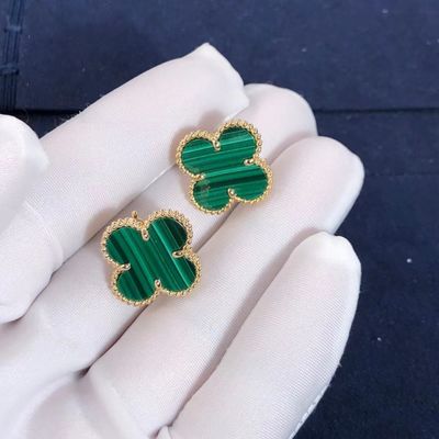 Quality Van Cleef And Arpels Mini Alhambra Earrings 18k Yellow Gold  Malachite factory