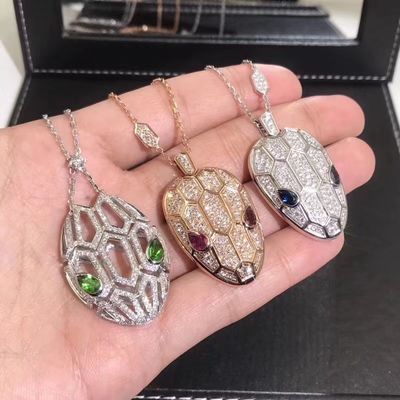 Quality Bvlgari Serpenti Necklace 18K Rose Gold Pendant Set Sapphire Emerald Ruby factory