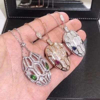 Quality Bvlgari Serpenti Necklace 18K Rose Gold Pendant Set Sapphire Emerald Ruby factory