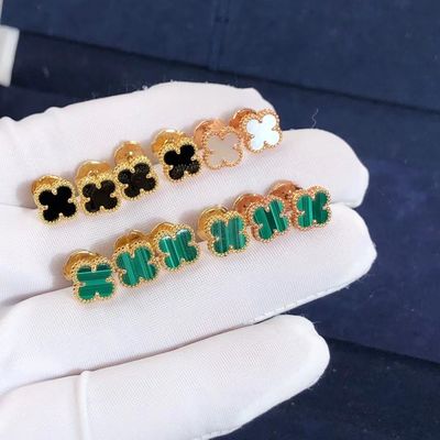 Quality VCA Mini Alhambra Earrings 18k Yellow Rose White Gold Malachite Sweet Alhambra Earstuds factory
