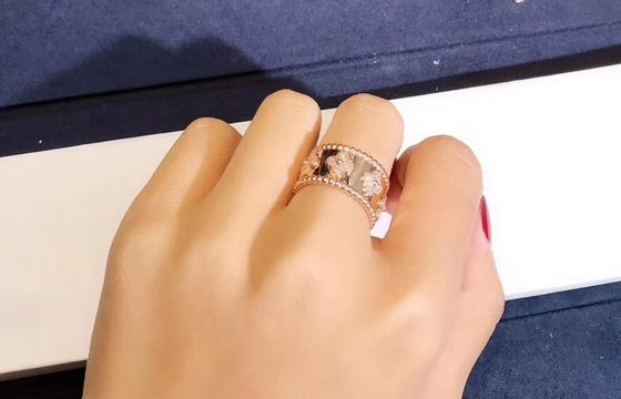 Quality Medium Model VCA Van Cleef Perlee Clover Ring 18k Gold Support Private Customization factory