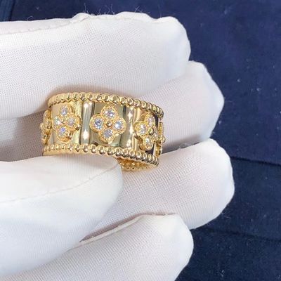 Quality Medium Model VCA Van Cleef Perlee Clover Ring 18k Gold Support Private Customization factory