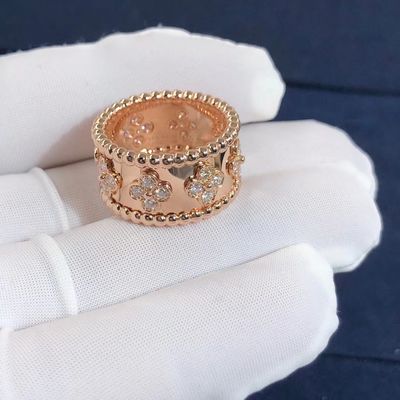 Quality Medium Model VCA Van Cleef Perlee Clover Ring 18k Gold Support Private Customization factory