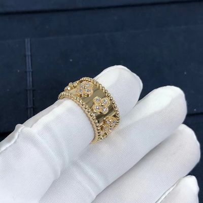 Quality Medium Model VCA Van Cleef Perlee Clover Ring 18k Gold Support Private Customization factory