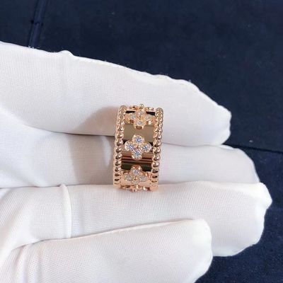 Quality Medium Model VCA Van Cleef Perlee Clover Ring 18k Gold Support Private Customization factory