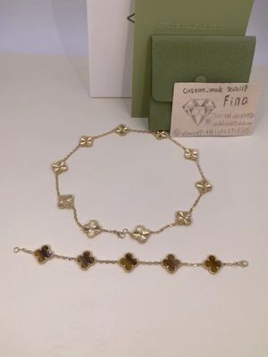 Quality VCA Vintage Alhambra Bracelet 5 Motifs 18k Yellow / Rose / White Gold Bracelet factory