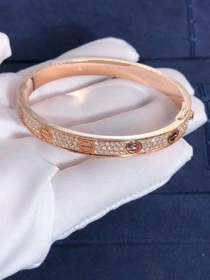 Quality Fine Jewelry Car tier Love Bracelet Diamond Paved White / Rose / Yellow 18K Gold Bracelet factory