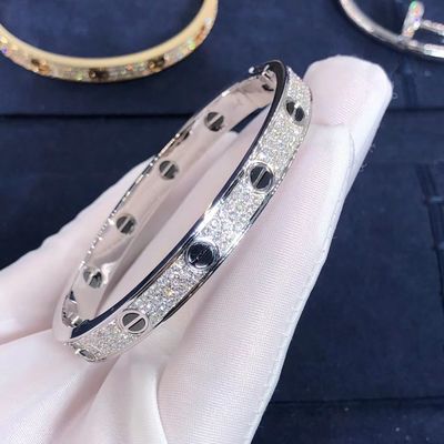 Quality High End Jewelry 18K Gold Car Tier LOVE Bracelet Diamond Paved For Women'S factory