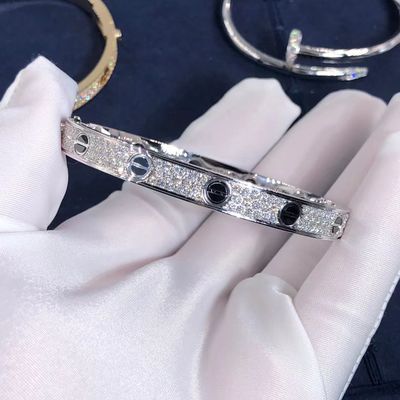 Quality High End Jewelry 18K Gold Car Tier LOVE Bracelet Diamond Paved For Women'S factory