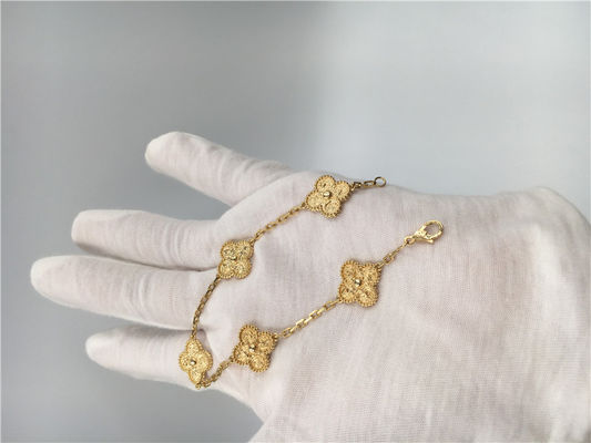 Quality Flower Shaped 18K Gold Bracelet 5 Motifs VCARO1IE00 For Girlfriend / Wife factory