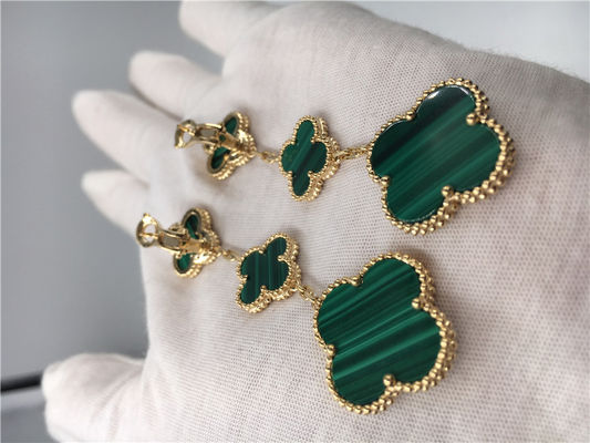 Quality Van Cleef  Arpels 18K Gold Jewelry Women's Flower Shape Green Earrings factory