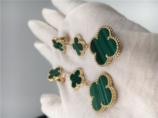 Quality Van Cleef  Arpels 18K Gold Jewelry Women's Flower Shape Green Earrings factory