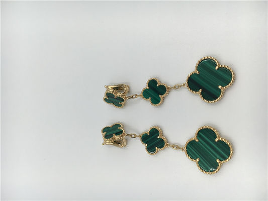 Quality Van Cleef  Arpels 18K Gold Jewelry Women's Flower Shape Green Earrings factory