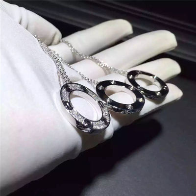 Quality 18K White Gold  Love Necklace , Real Diamond Paved 18k White Gold Necklace factory
