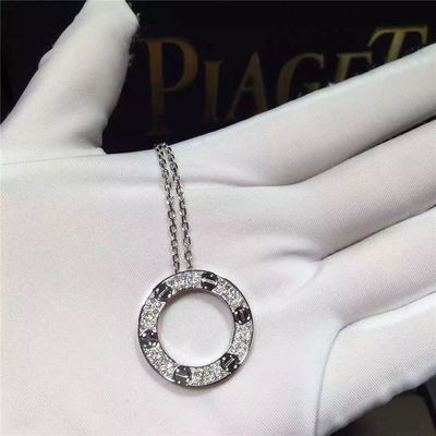Quality 18K White Gold  Love Necklace , Real Diamond Paved 18k White Gold Necklace factory