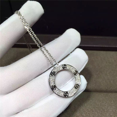 Quality 18K White Gold  Love Necklace , Real Diamond Paved 18k White Gold Necklace factory