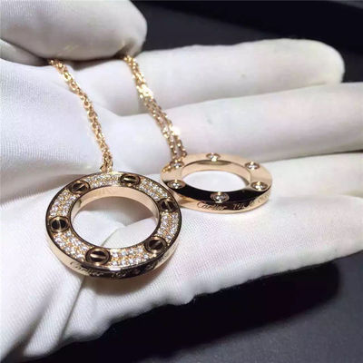 Quality Love Necklace 18K Yellow Gold , Pave Diamond Necklace B7058400 factory