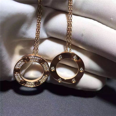 Quality Love Necklace 18K Yellow Gold , Pave Diamond Necklace B7058400 factory