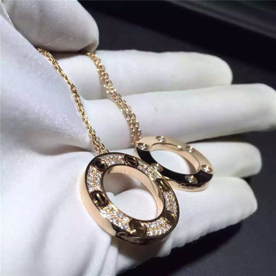 Quality Love Necklace 18K Yellow Gold , Pave Diamond Necklace B7058400 factory