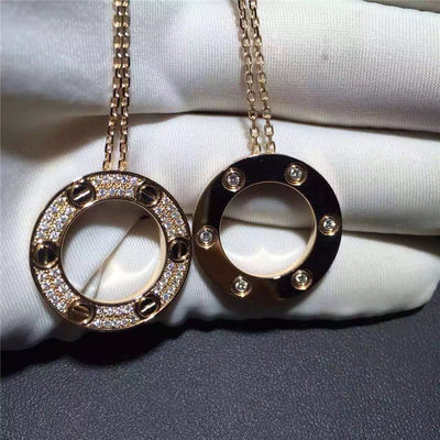 Quality Love Necklace 18K Yellow Gold , Pave Diamond Necklace B7058400 factory